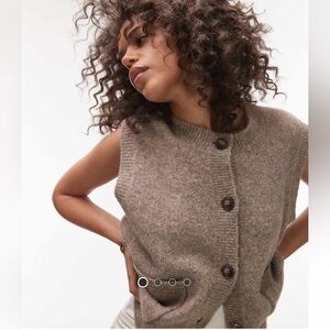 Topshop knit oversized crew pocket vest